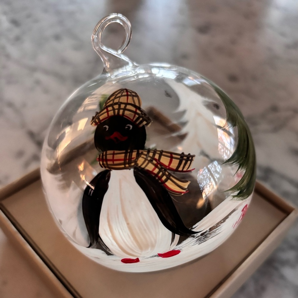 HOST PICK 🐧 Burberry Penguin Glass Ball Christmas Ornament